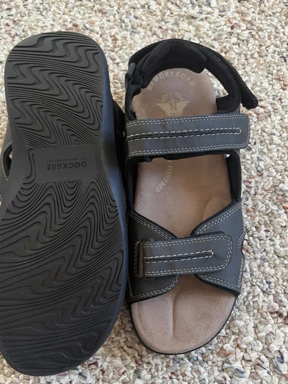 Dockers Men’s Dark Gray Double-Strap Adjustable Sandals
